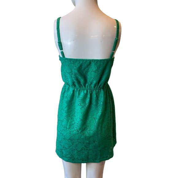 Bebop Women Eyelet Mini Dress JFKL7004054 Adjustable Strap Teal Green Size Small - Picture 2 of 7